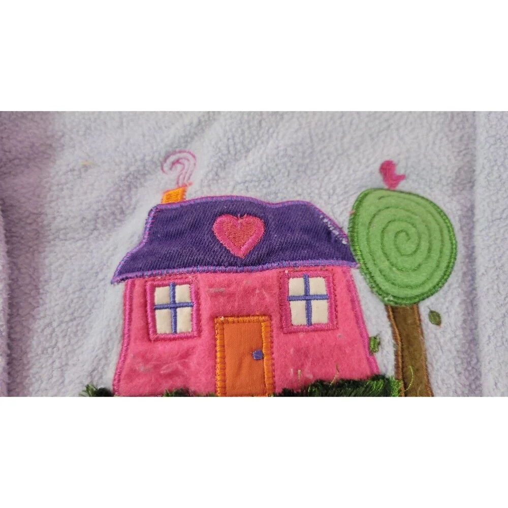 Vtg B.T. Kids Baby Girl Fleece Sweater 12M Embroidered House Tree Flowers 90s